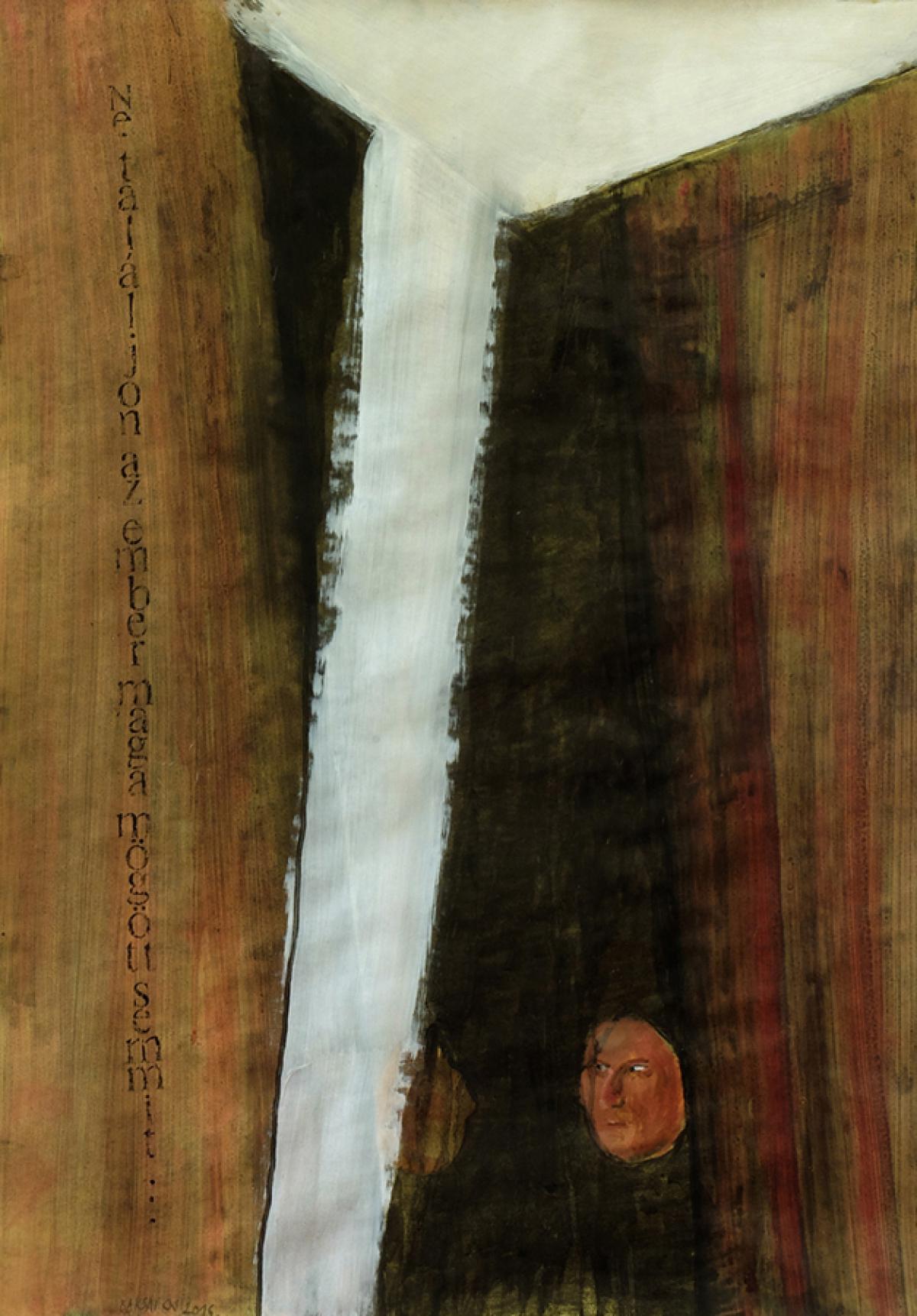 Baksai 2016, Függöny, 100x70cm, tempera, akvarell, papír