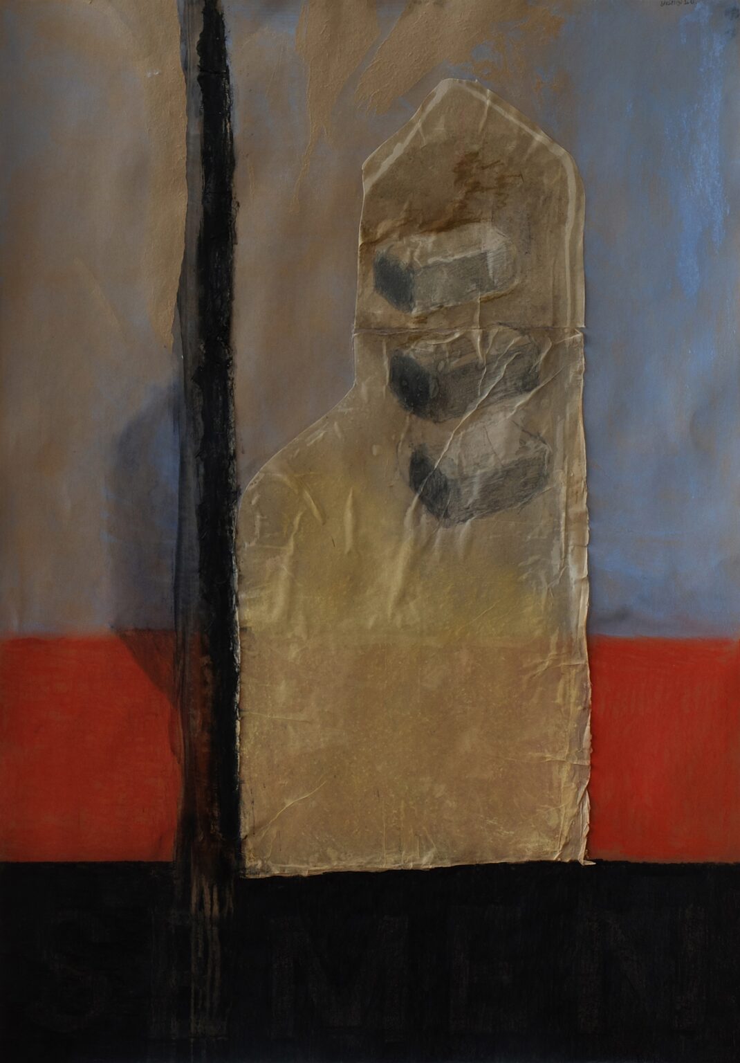 Baksai József: Mag, 2015, pasztell, tempera, szén, papír