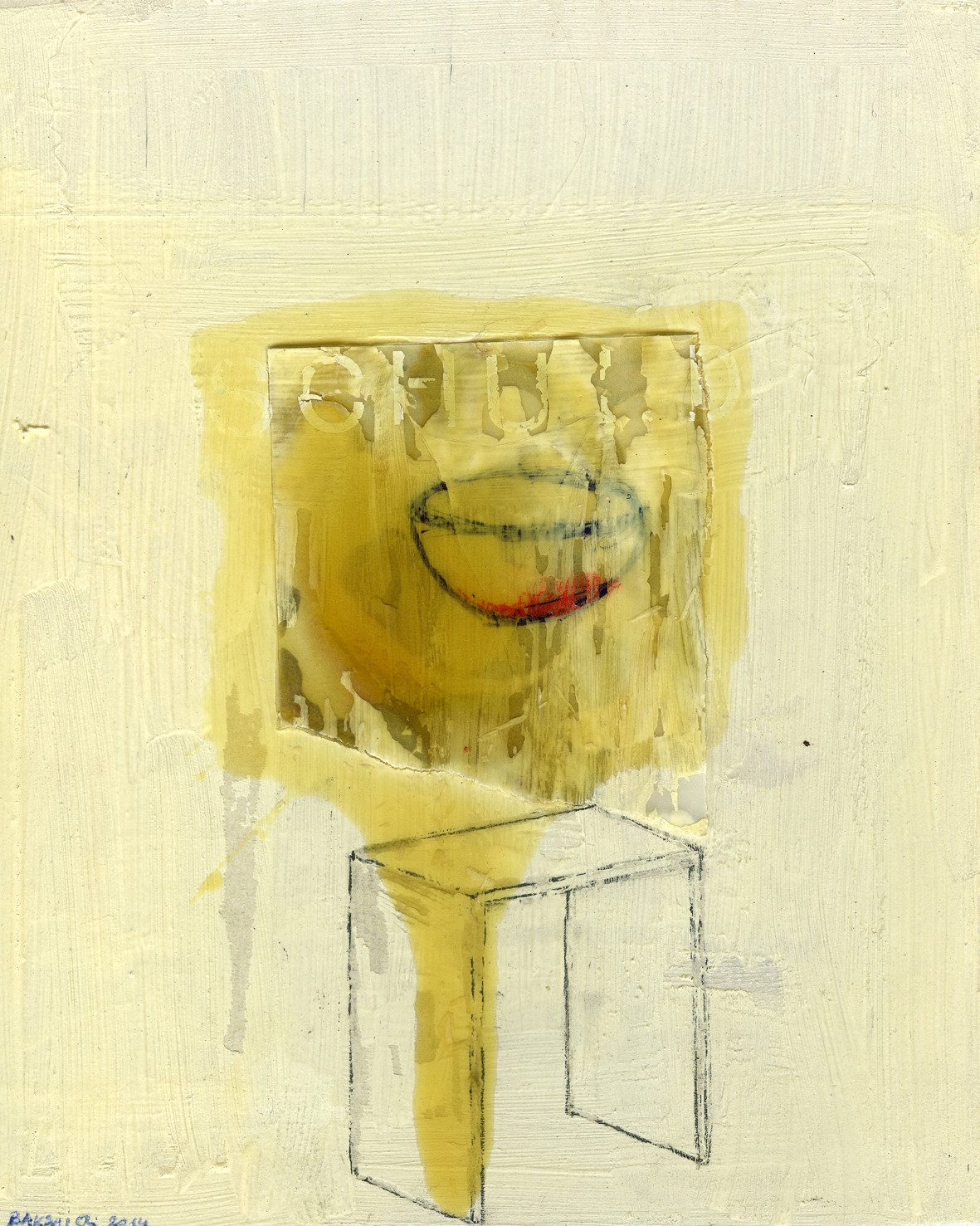 Baksai József: Schuld, 2014, ceruza, lakk, karton
