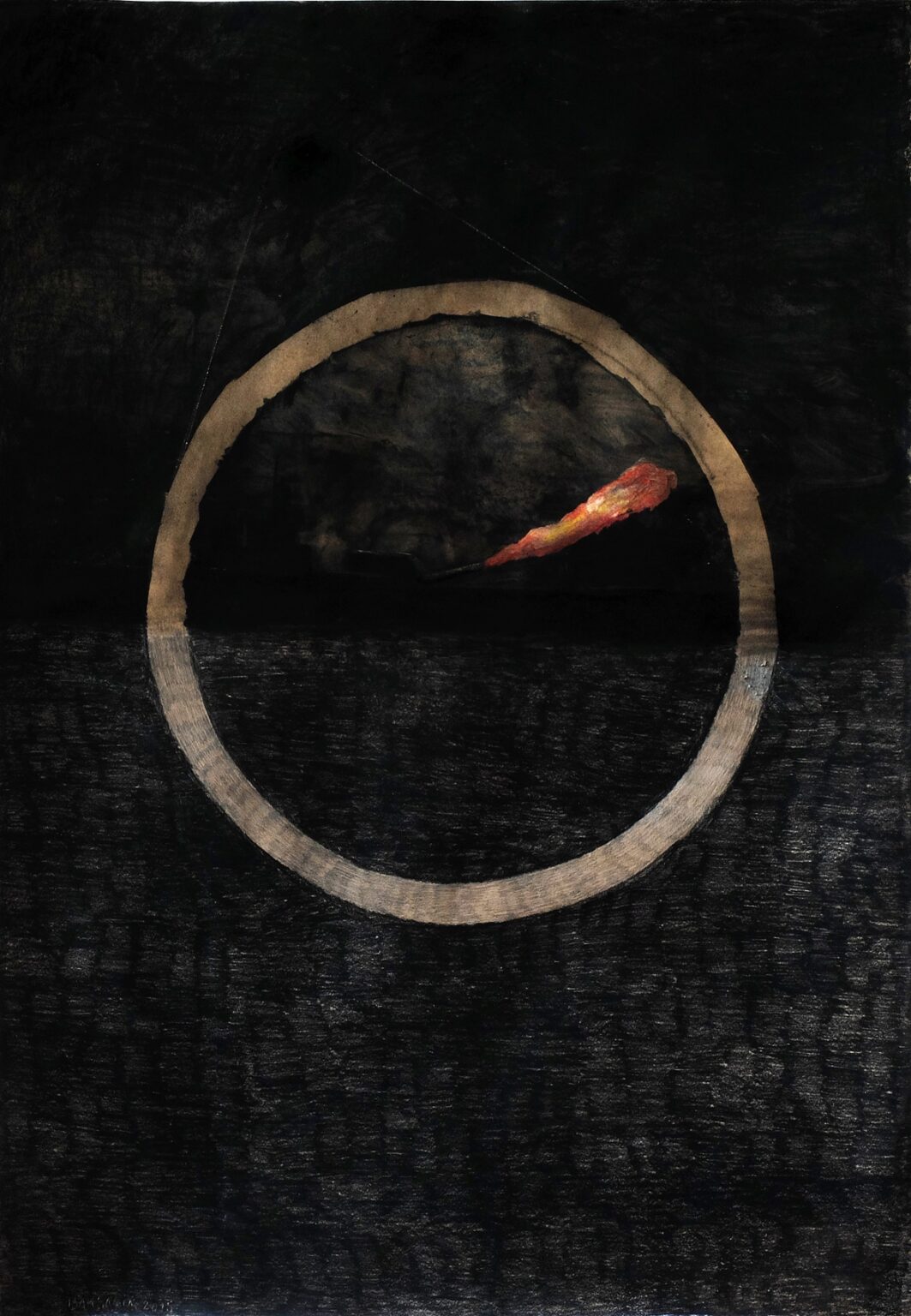 Baksai József: Ugrás, 2015, akvarell, ceruza, szén, papír