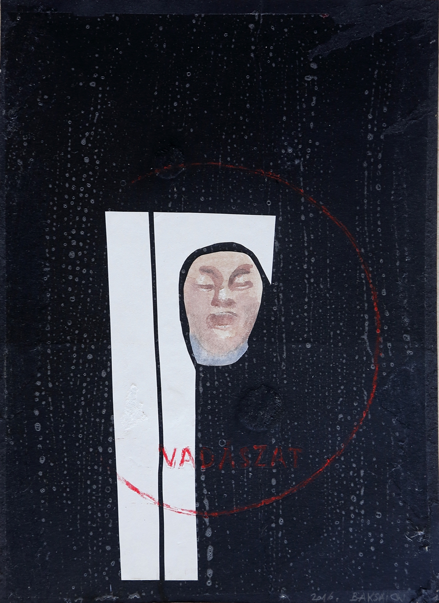 Baksai József: Vadászat I., 2016, akvarell, karton